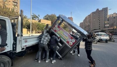 إزالة 500 مخالفة إشغال وتعديات من الباعة الجائلين والمنشآت التجارية باللبيني هرم| صور